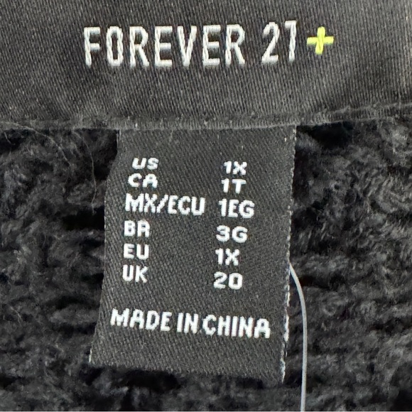 Forever 21+ Black Fringe Knit Open Cardigan Sweater 1X NWT - Picture 5 of 7